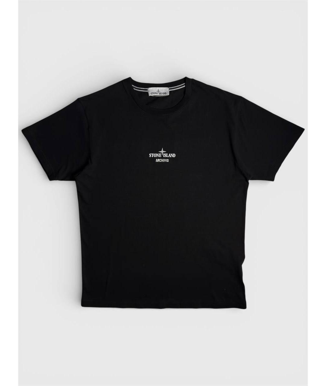 STONE ISLAND Черная хлопковая футболка, фото 6