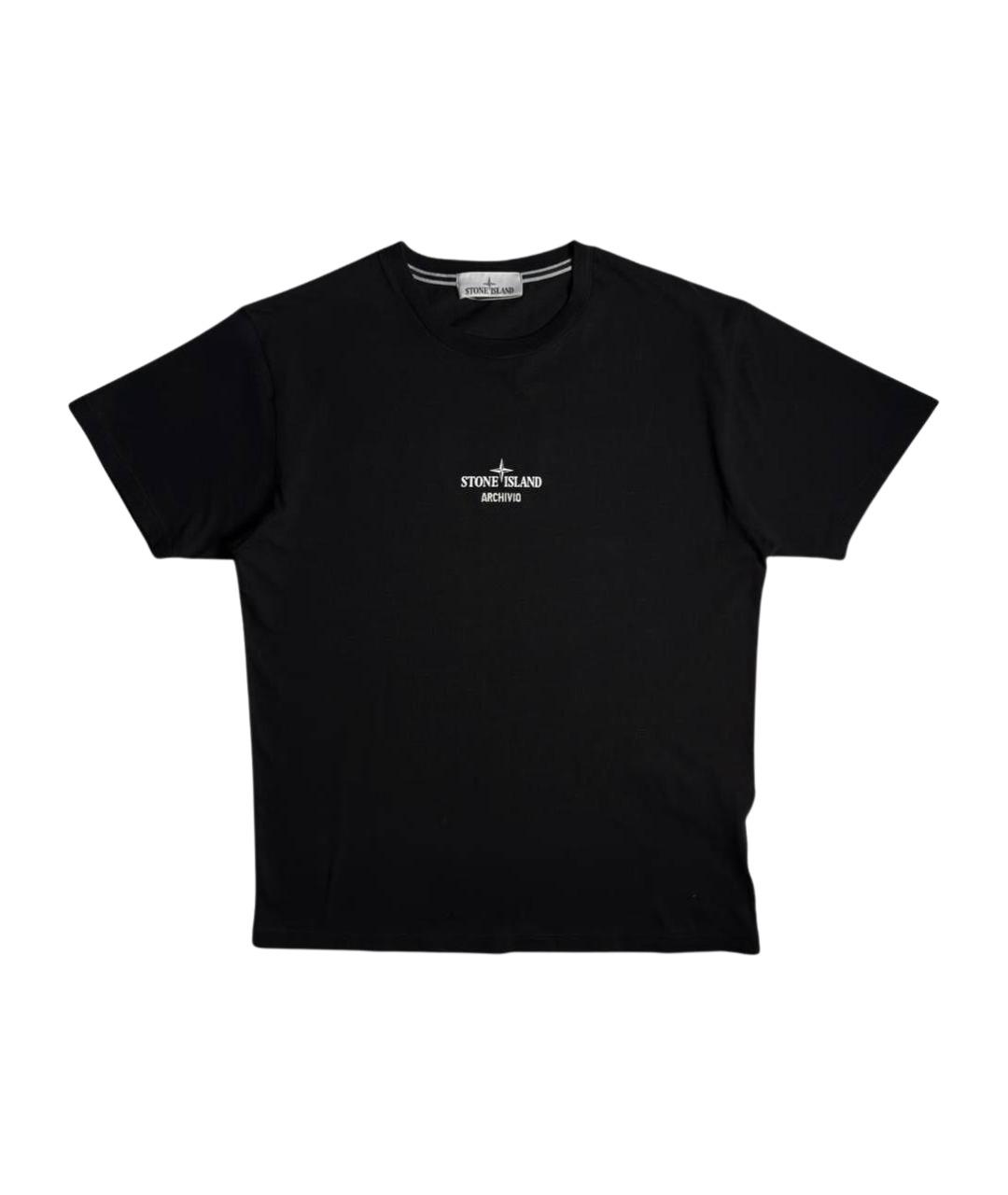 STONE ISLAND Черная хлопковая футболка, фото 1