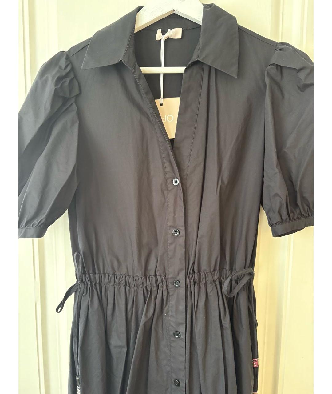 LIU JO Черное хлопковое повседневное платье, фото 3