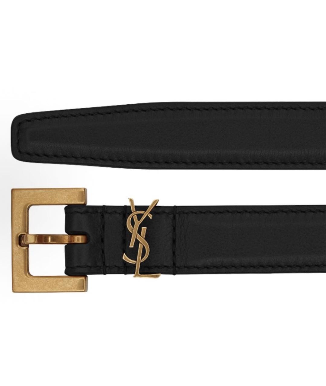 SAINT LAURENT Черный кожаный ремень, фото 2