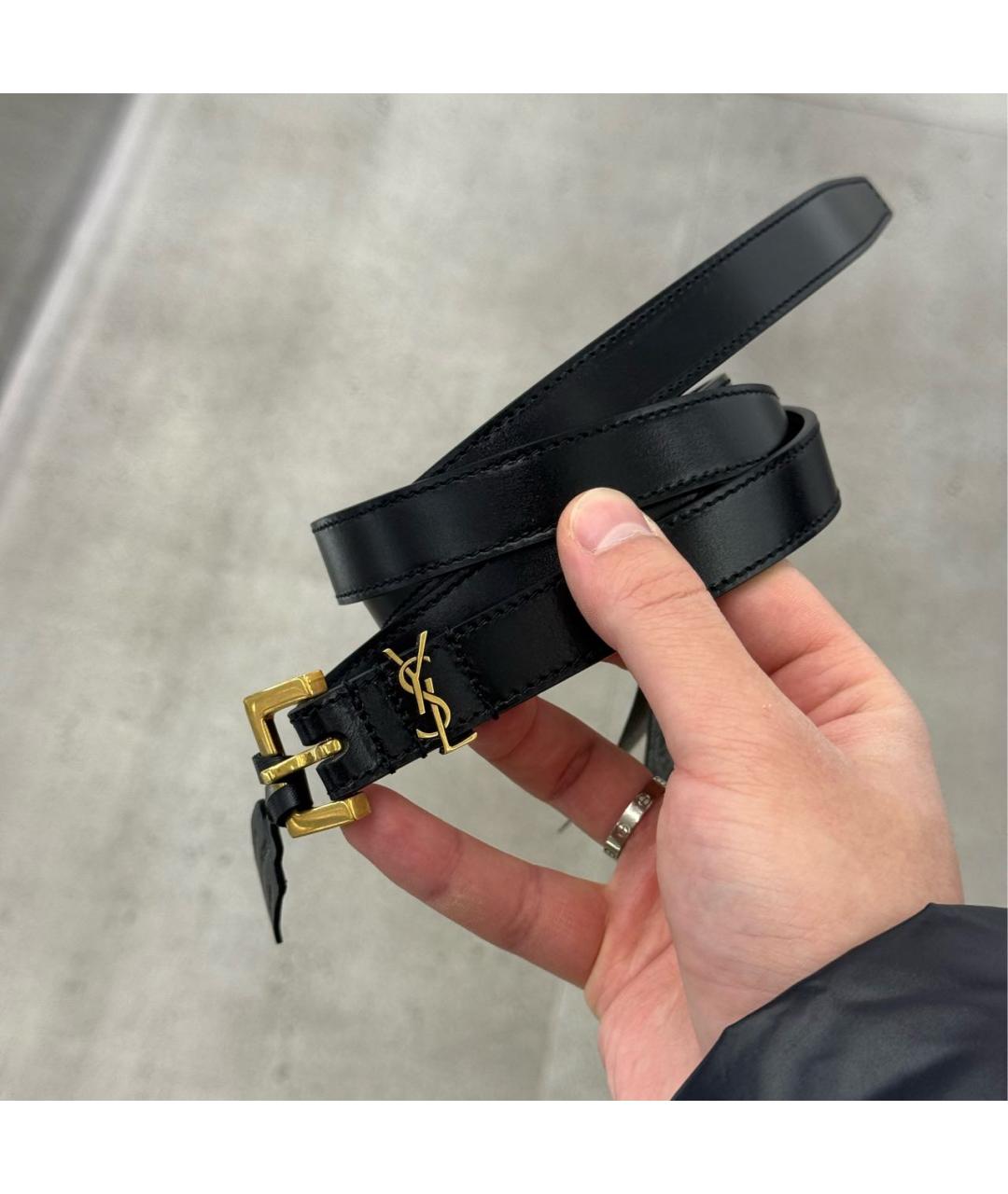 SAINT LAURENT Черный кожаный ремень, фото 3