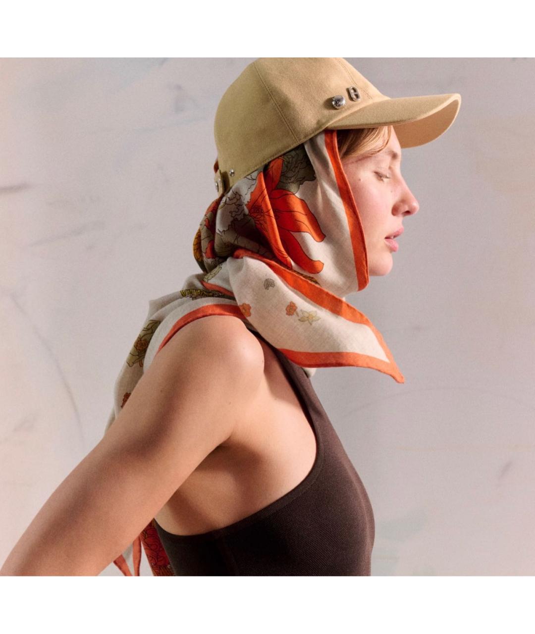 HERMES Бежевый кашемировый платок, фото 3