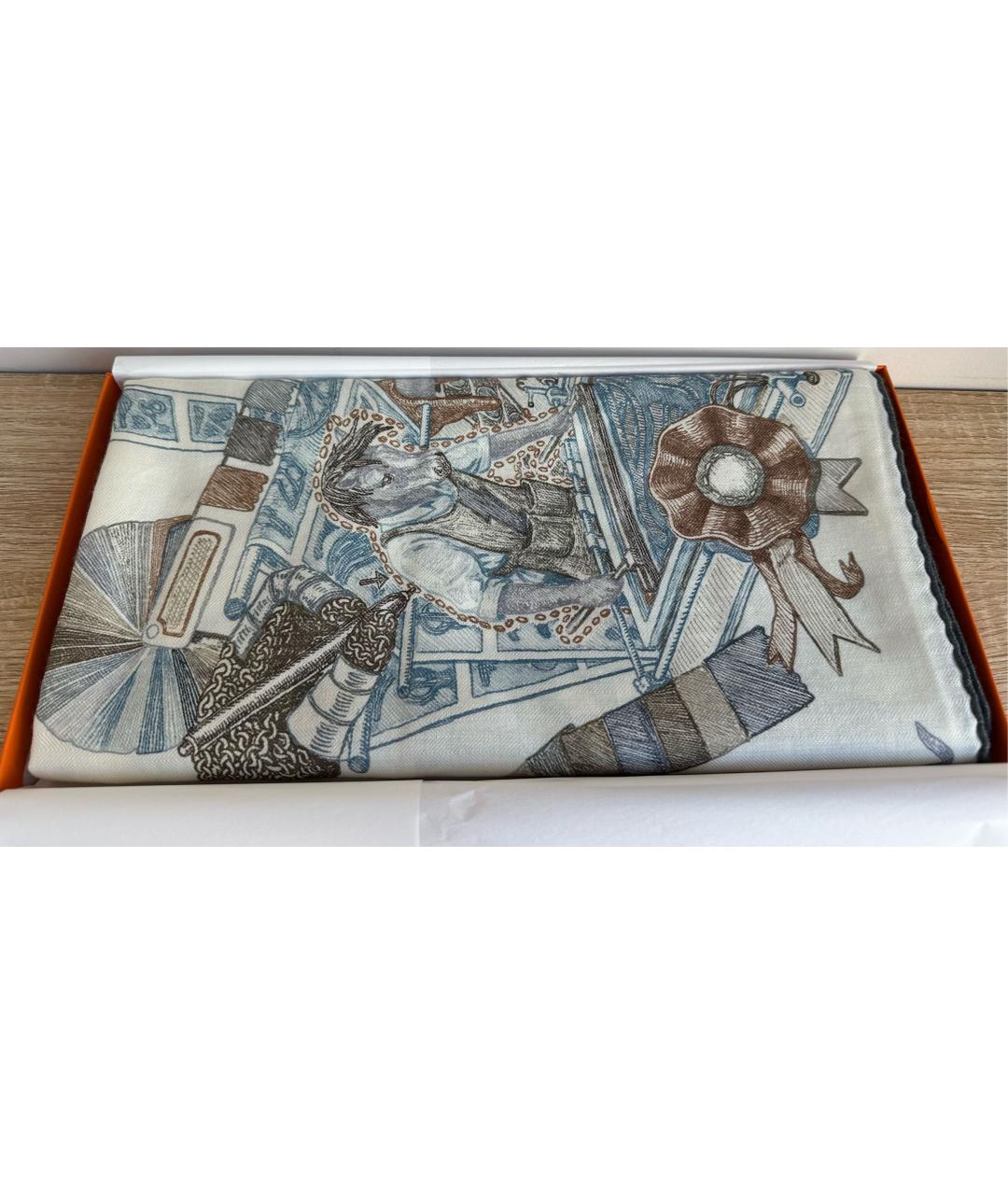 HERMES Серый кашемировый платок, фото 3