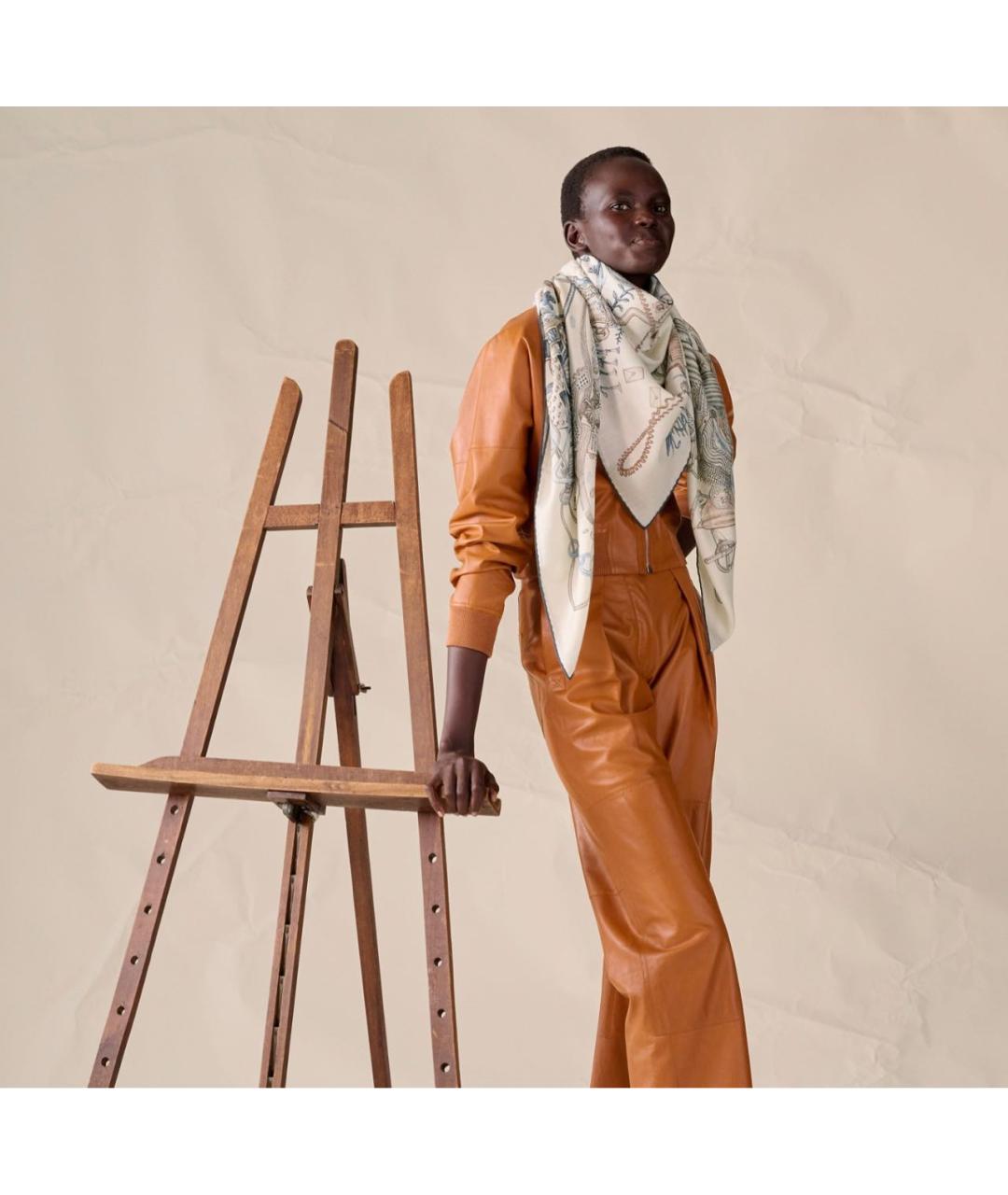 HERMES Серый кашемировый платок, фото 5