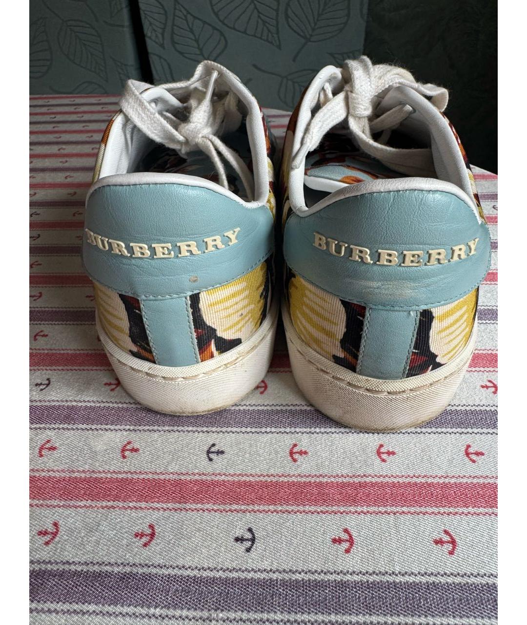 BURBERRY Голубые кожаные кеды, фото 3