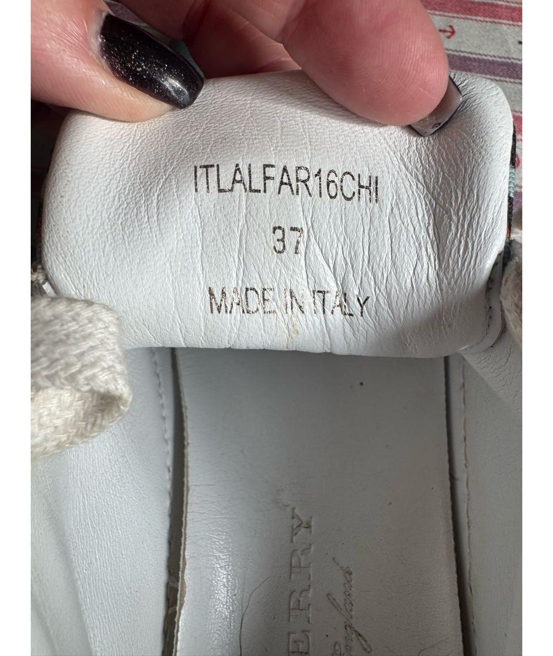 BURBERRY Голубые кожаные кеды, фото 4