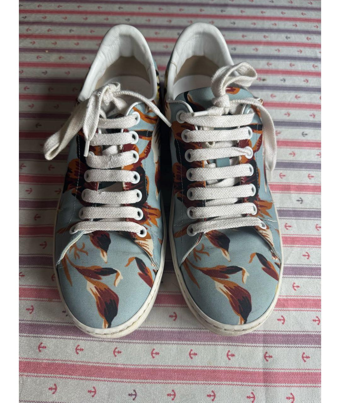 BURBERRY Голубые кожаные кеды, фото 2