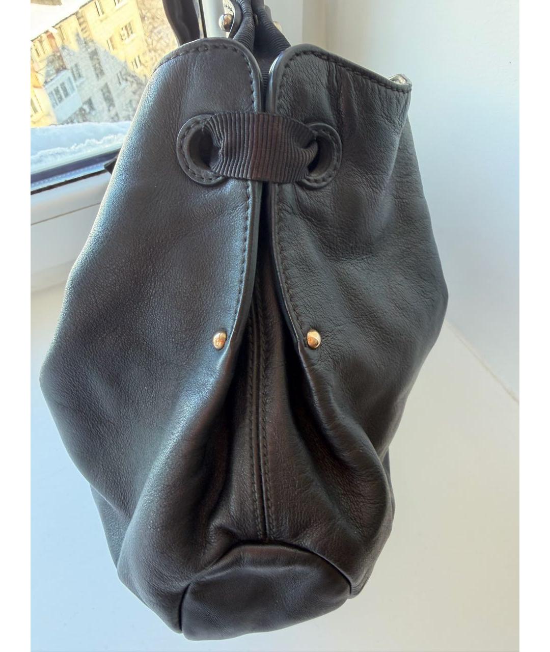 FERRAGAMO Черная кожаная сумка через плечо, фото 8