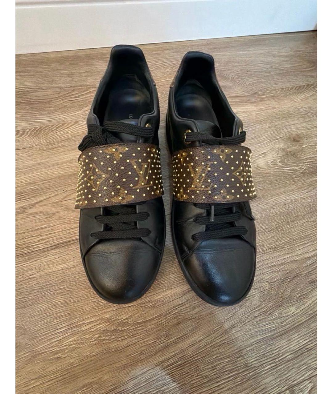 LOUIS VUITTON Черные кожаные кеды, фото 2