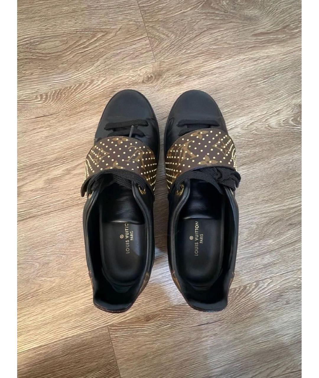 LOUIS VUITTON Черные кожаные кеды, фото 3