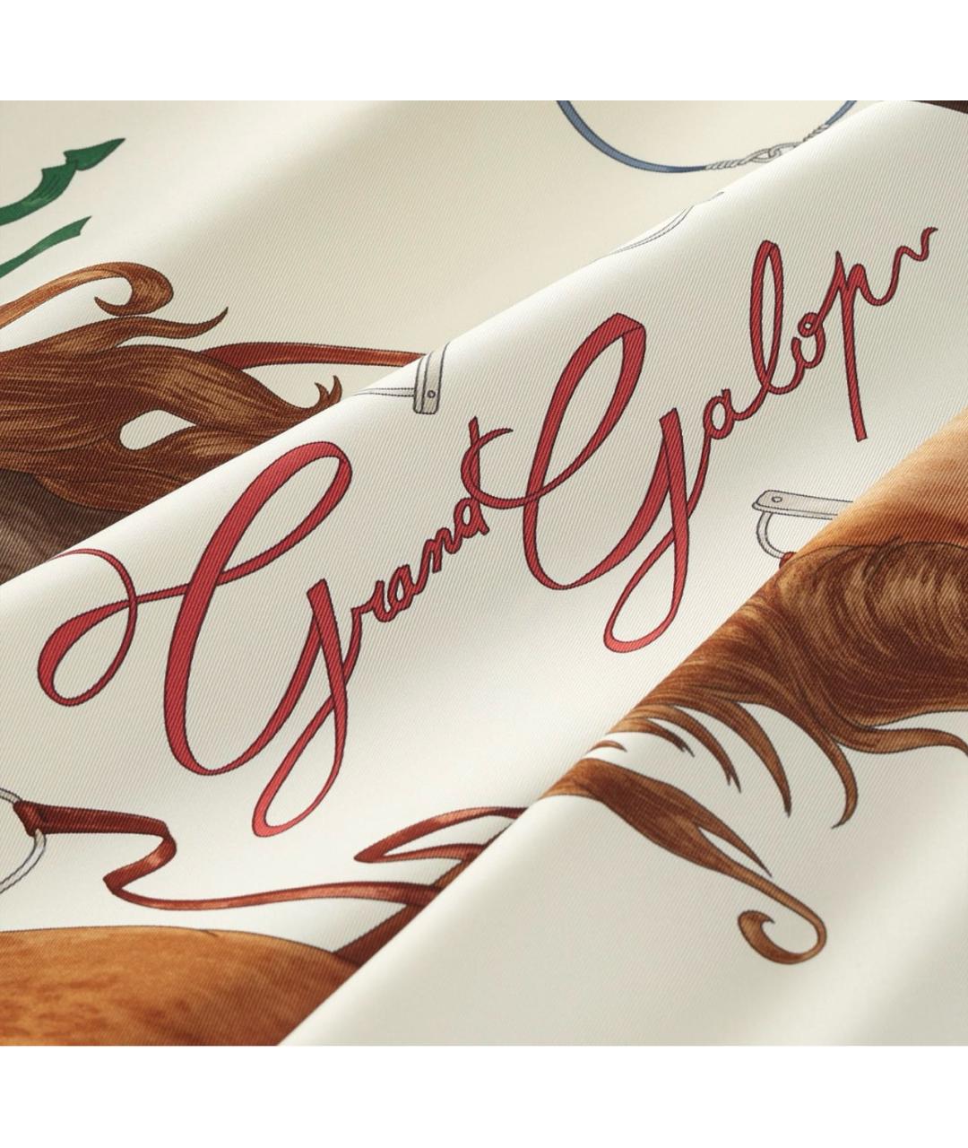 HERMES Белый шелковый платок, фото 2