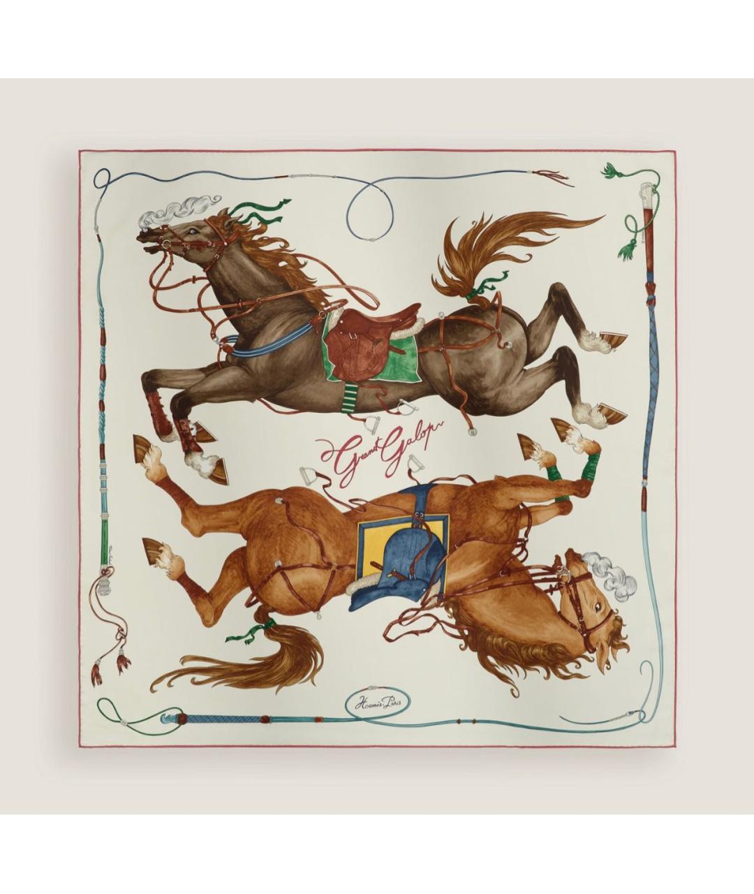 HERMES Белый шелковый платок, фото 6