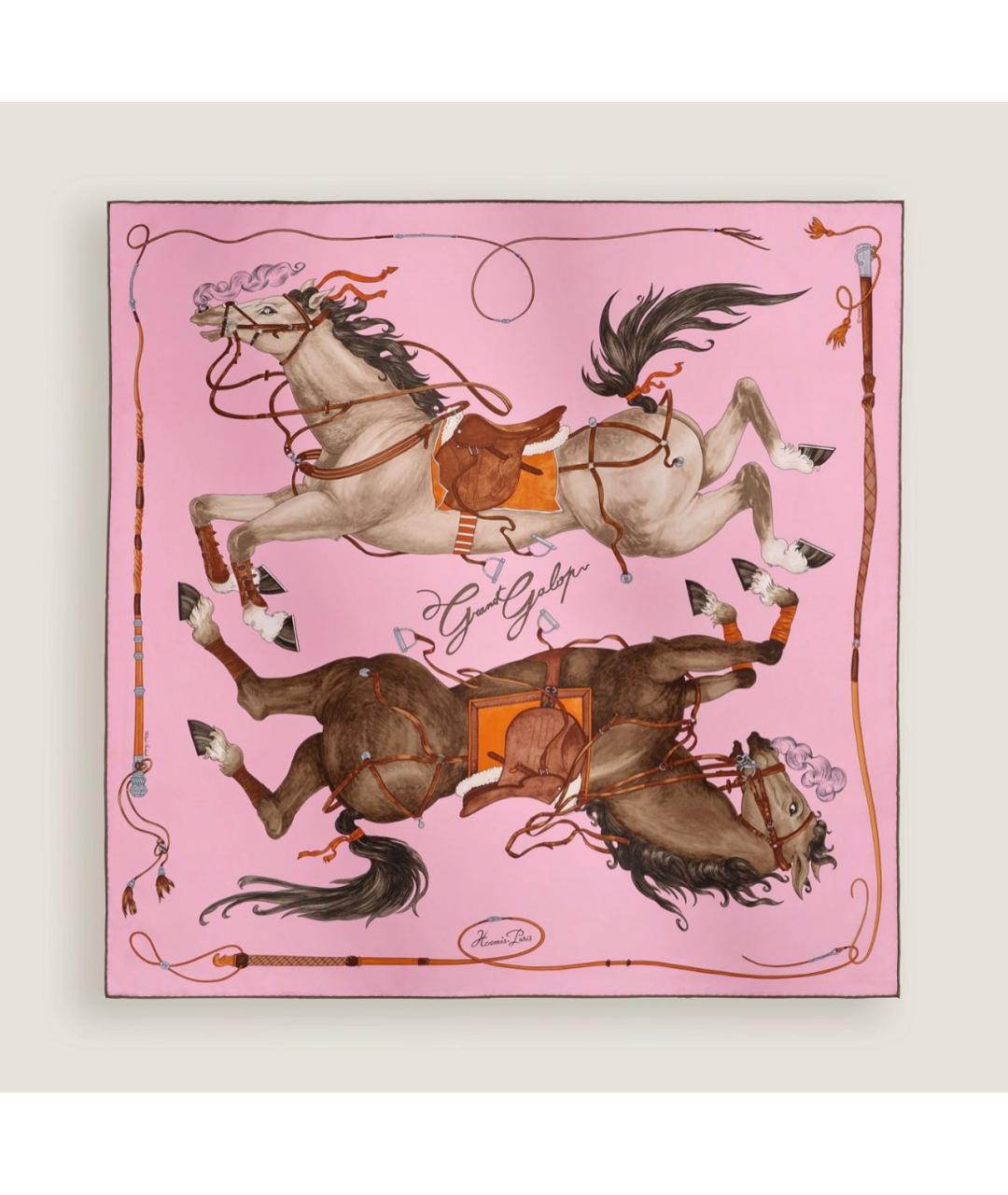 HERMES Розовый шелковый платок, фото 6