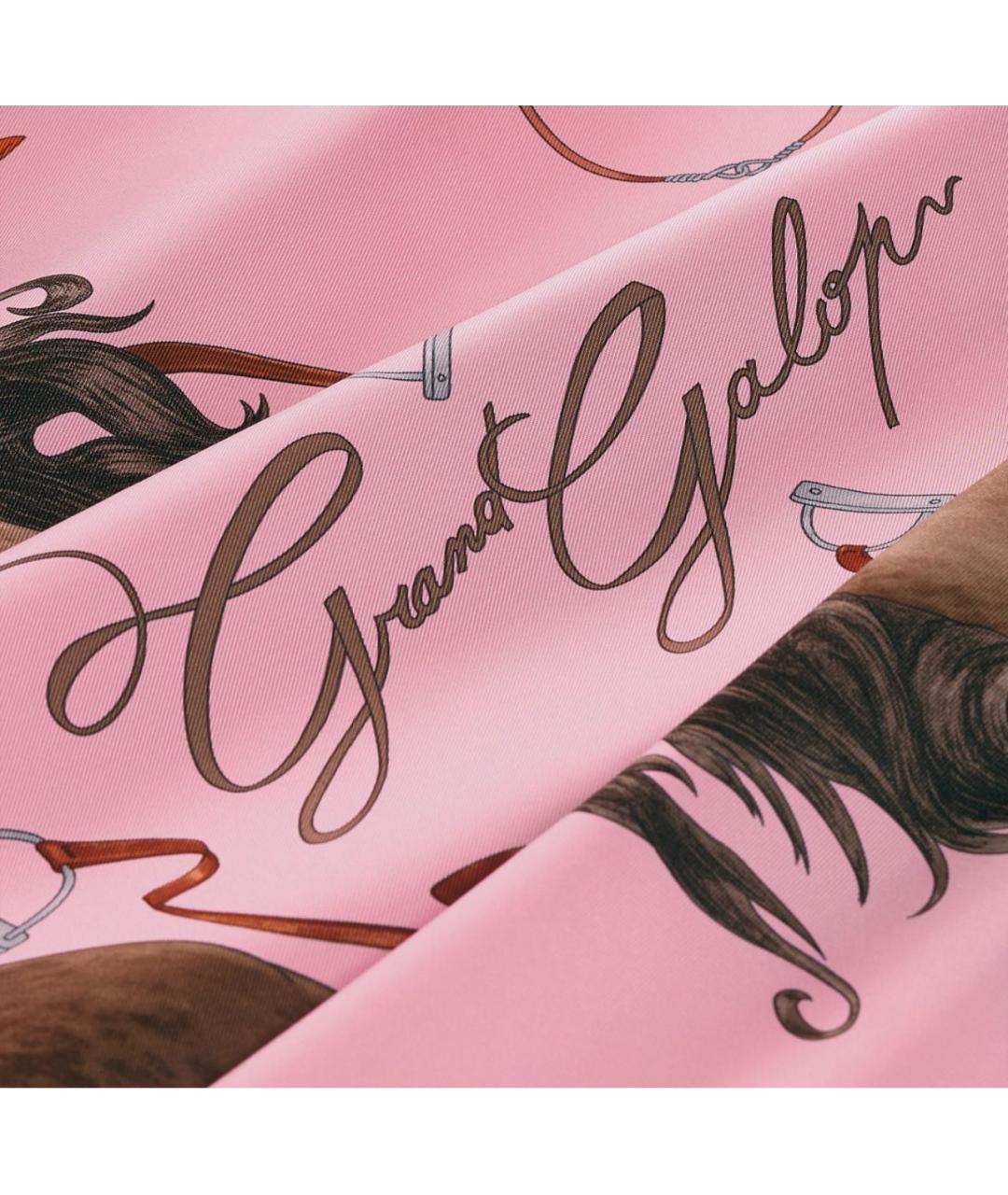 HERMES Розовый шелковый платок, фото 2