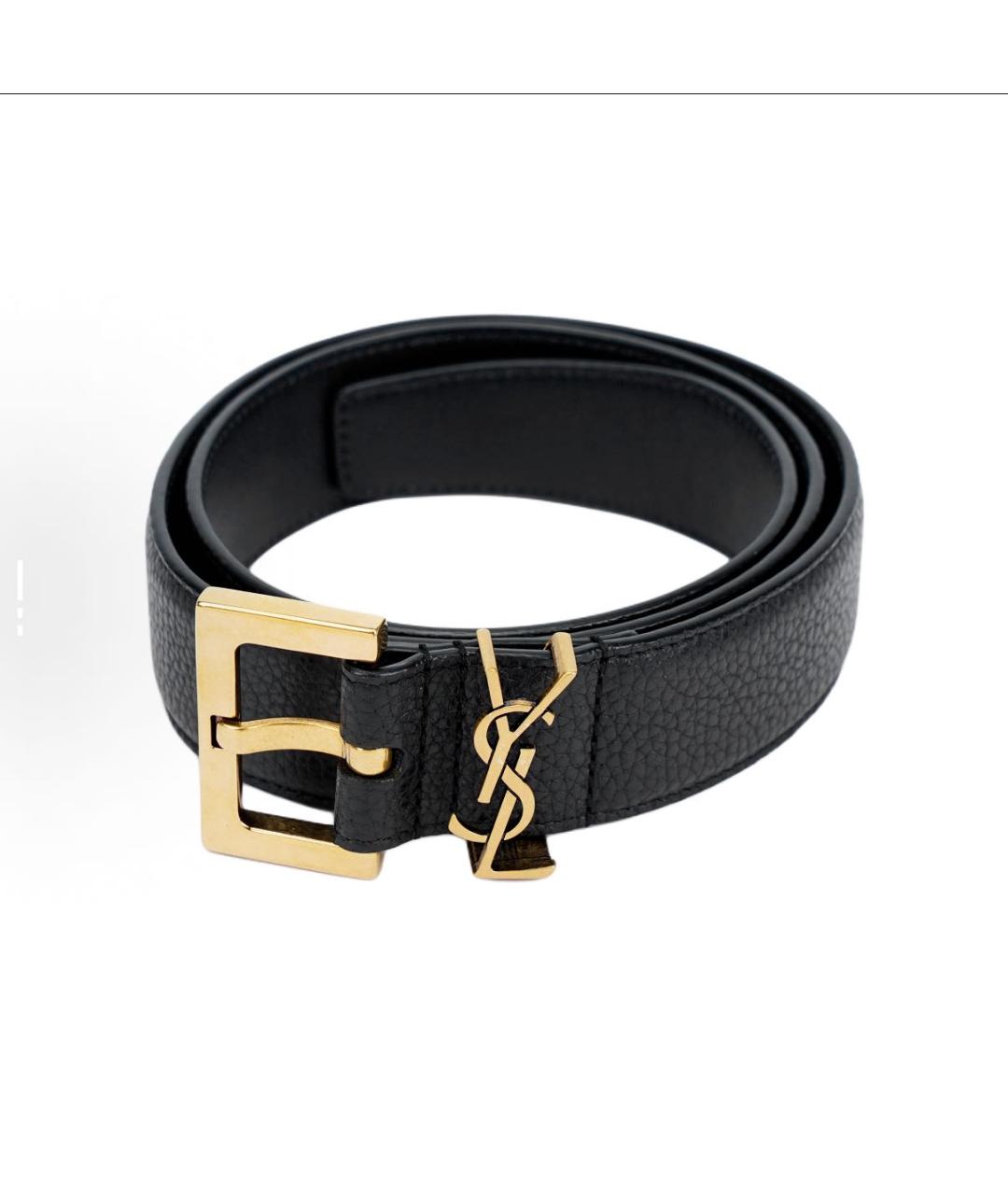 SAINT LAURENT Черный кожаный ремень, фото 3