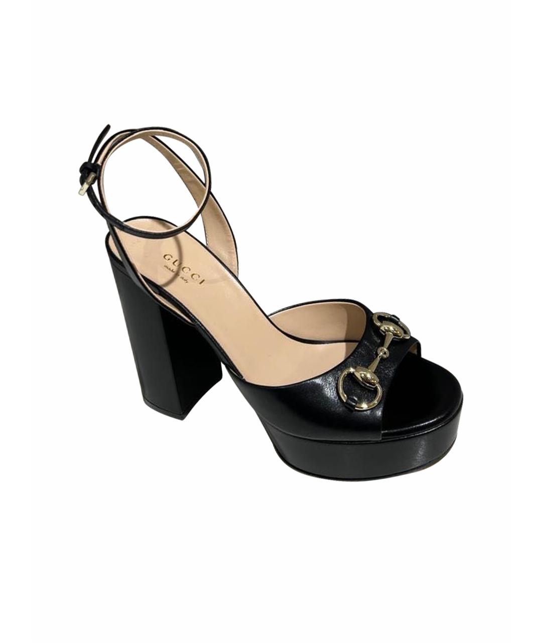 GUCCI Черные кожаные босоножки, фото 3