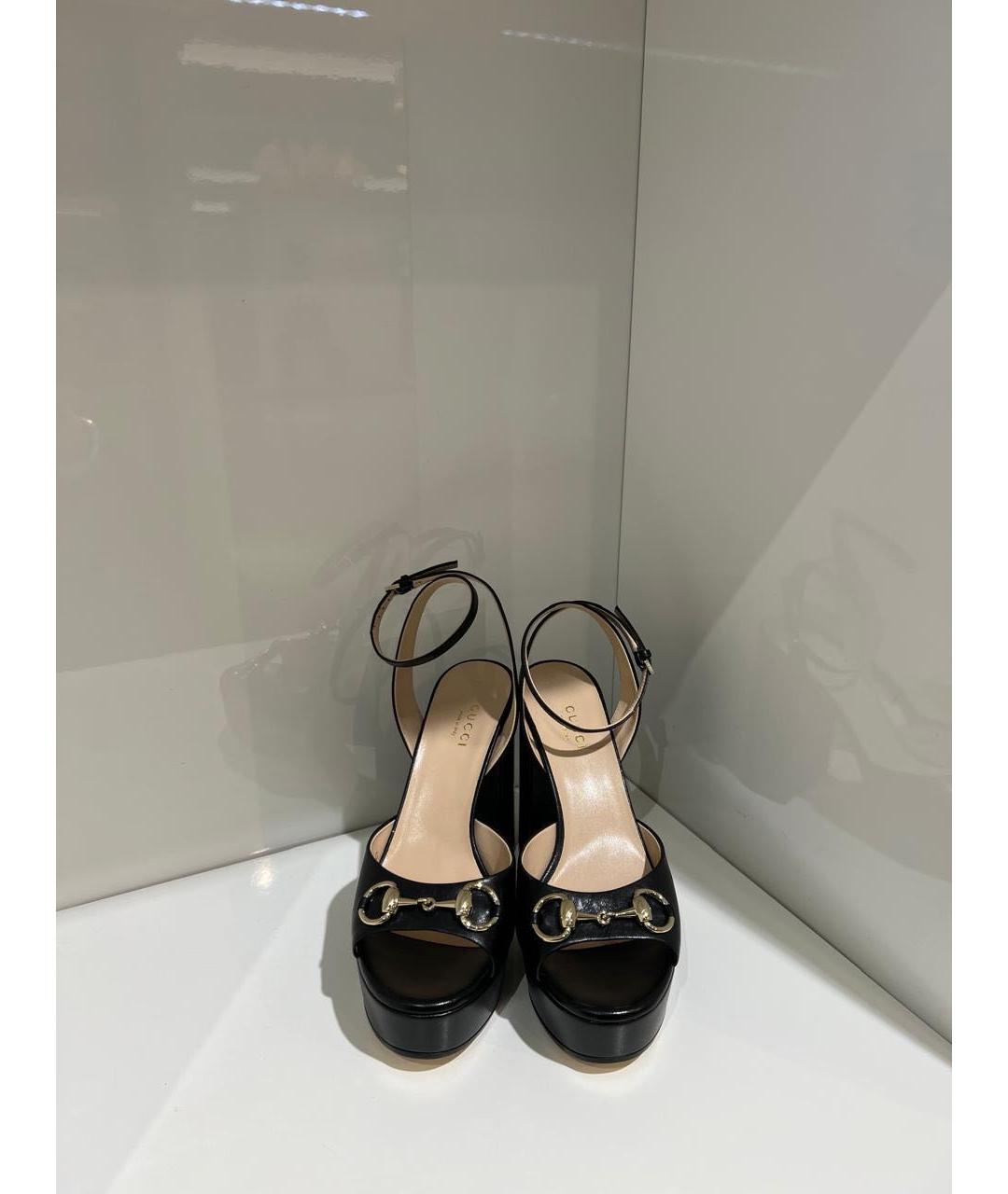 GUCCI Черные кожаные босоножки, фото 2