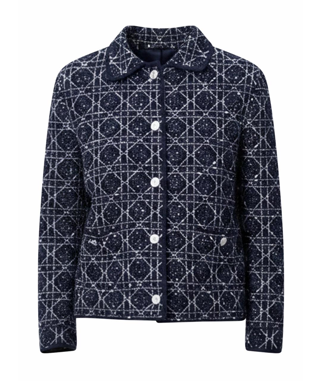 CHRISTIAN DIOR Темно-синий твидовый жакет/пиджак, фото 1