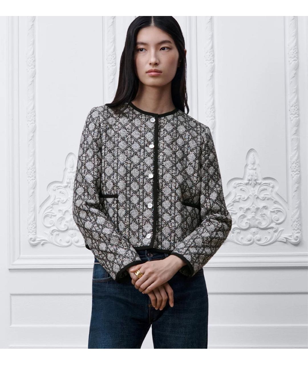 CHRISTIAN DIOR Черный твидовый жакет/пиджак, фото 3