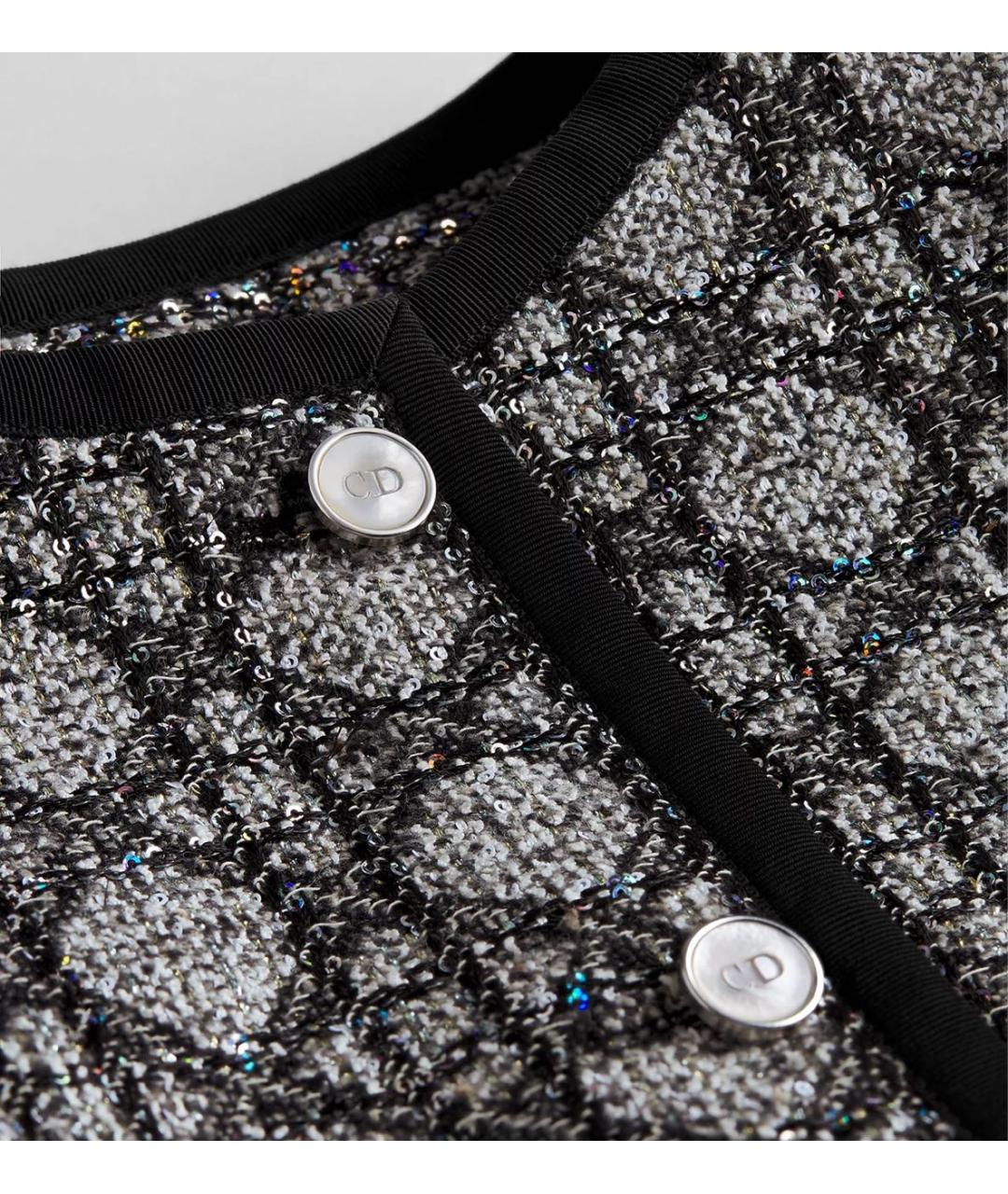 CHRISTIAN DIOR Черный твидовый жакет/пиджак, фото 4