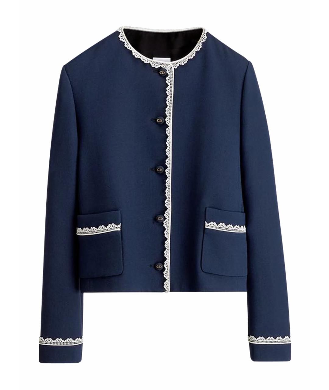 CHRISTIAN DIOR Темно-синий шерстяной жакет/пиджак, фото 1