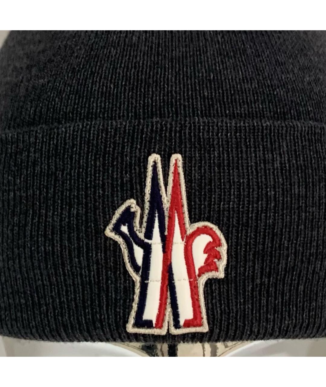 MONCLER Антрацитовая шерстяная шапка, фото 3