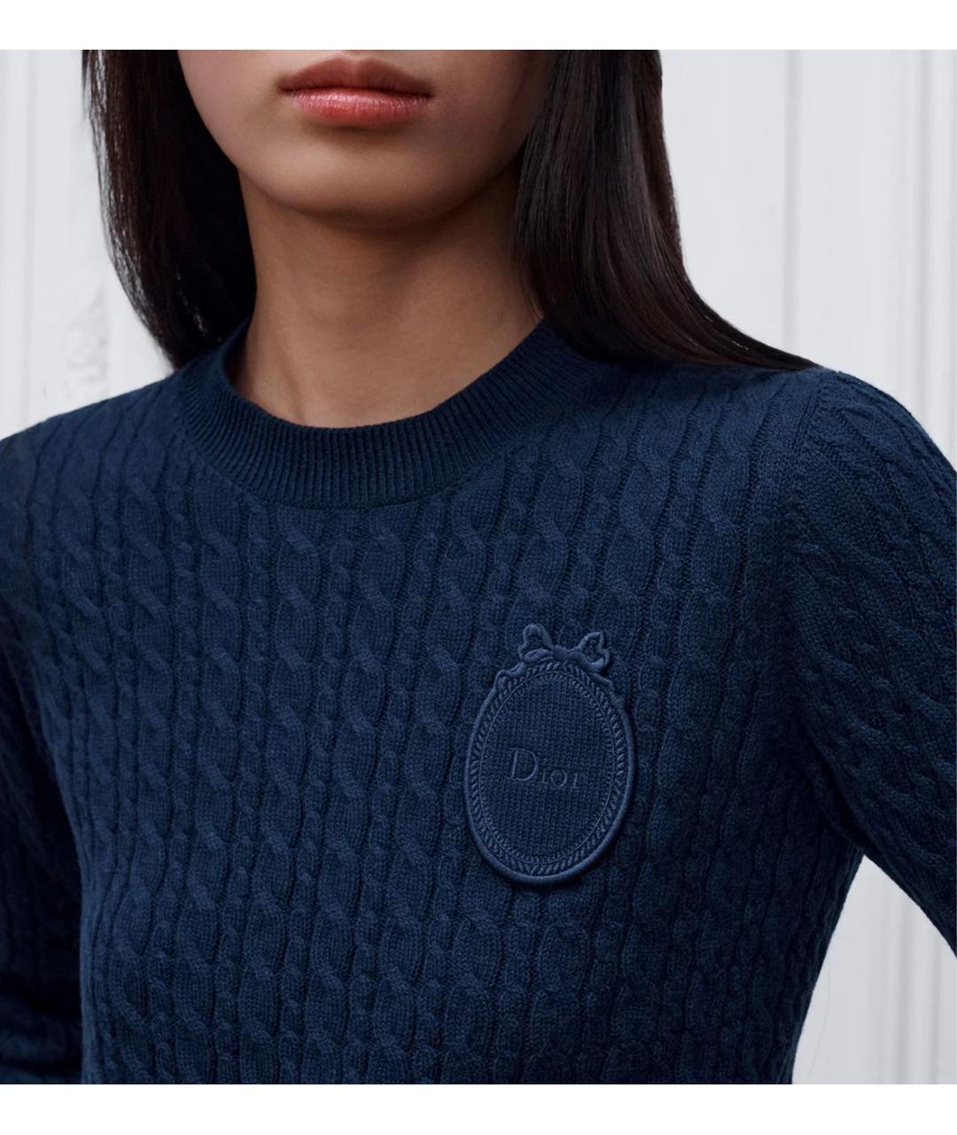 CHRISTIAN DIOR Темно-синий хлопковый джемпер / свитер, фото 3