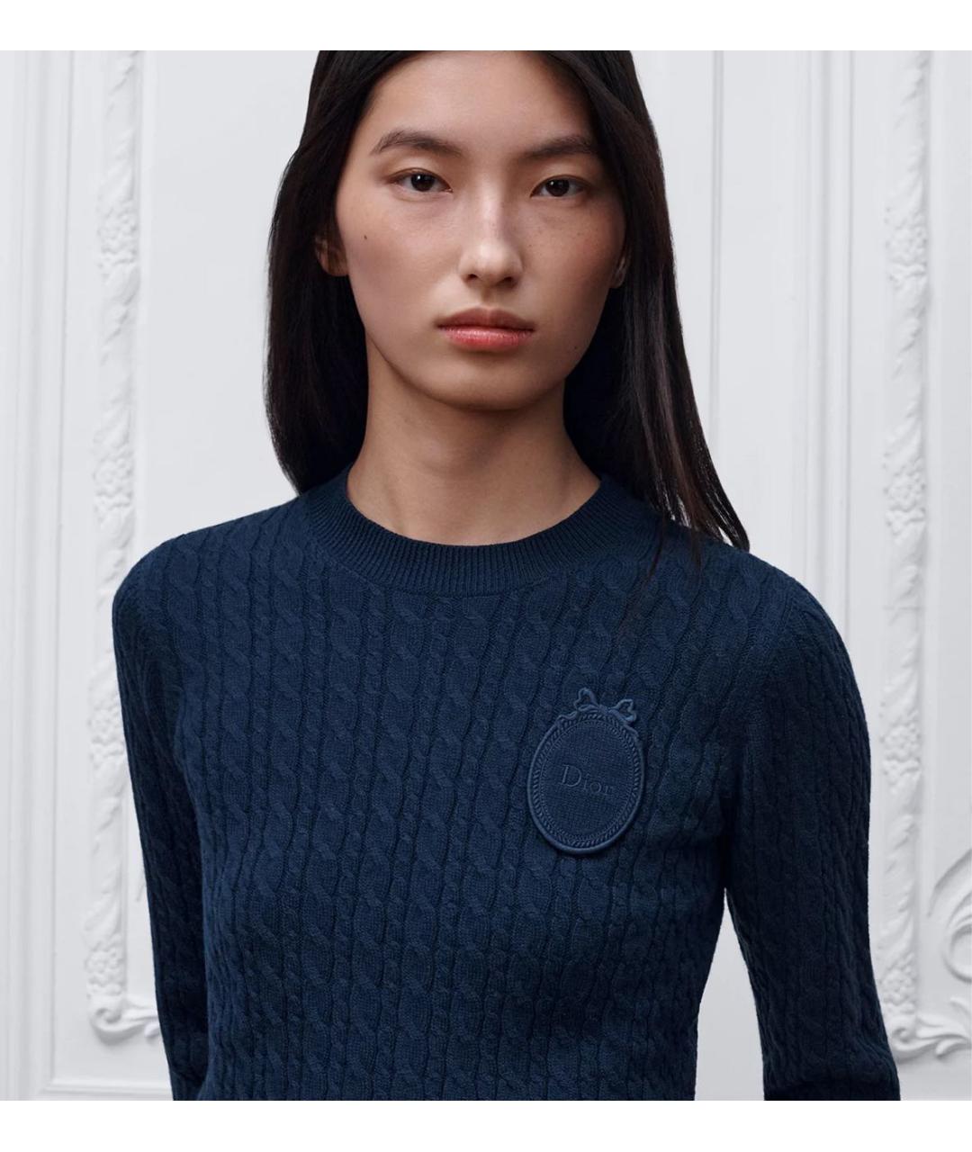 CHRISTIAN DIOR Темно-синий хлопковый джемпер / свитер, фото 2