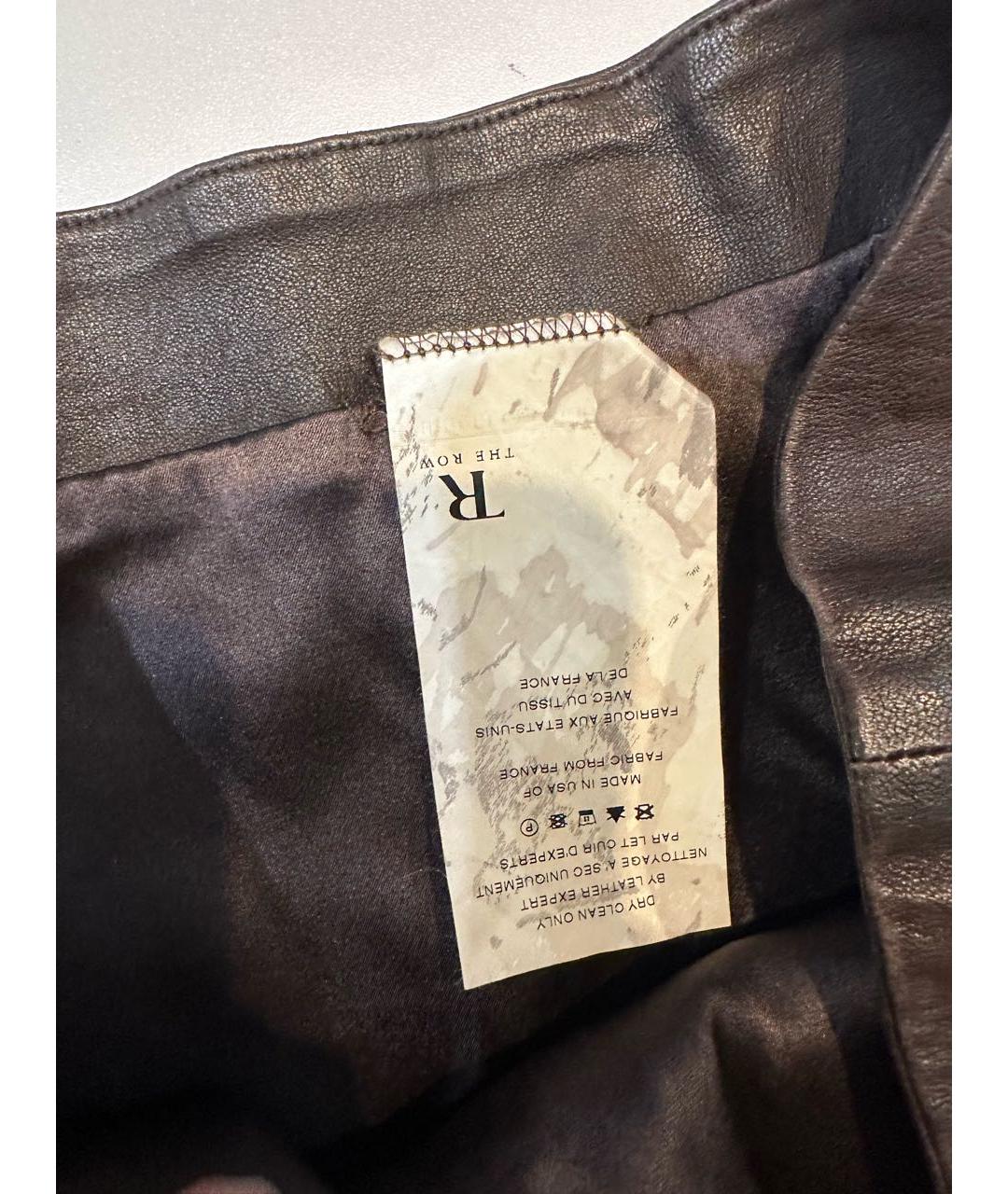 THE ROW Коричневая кожаная юбка мини, фото 4