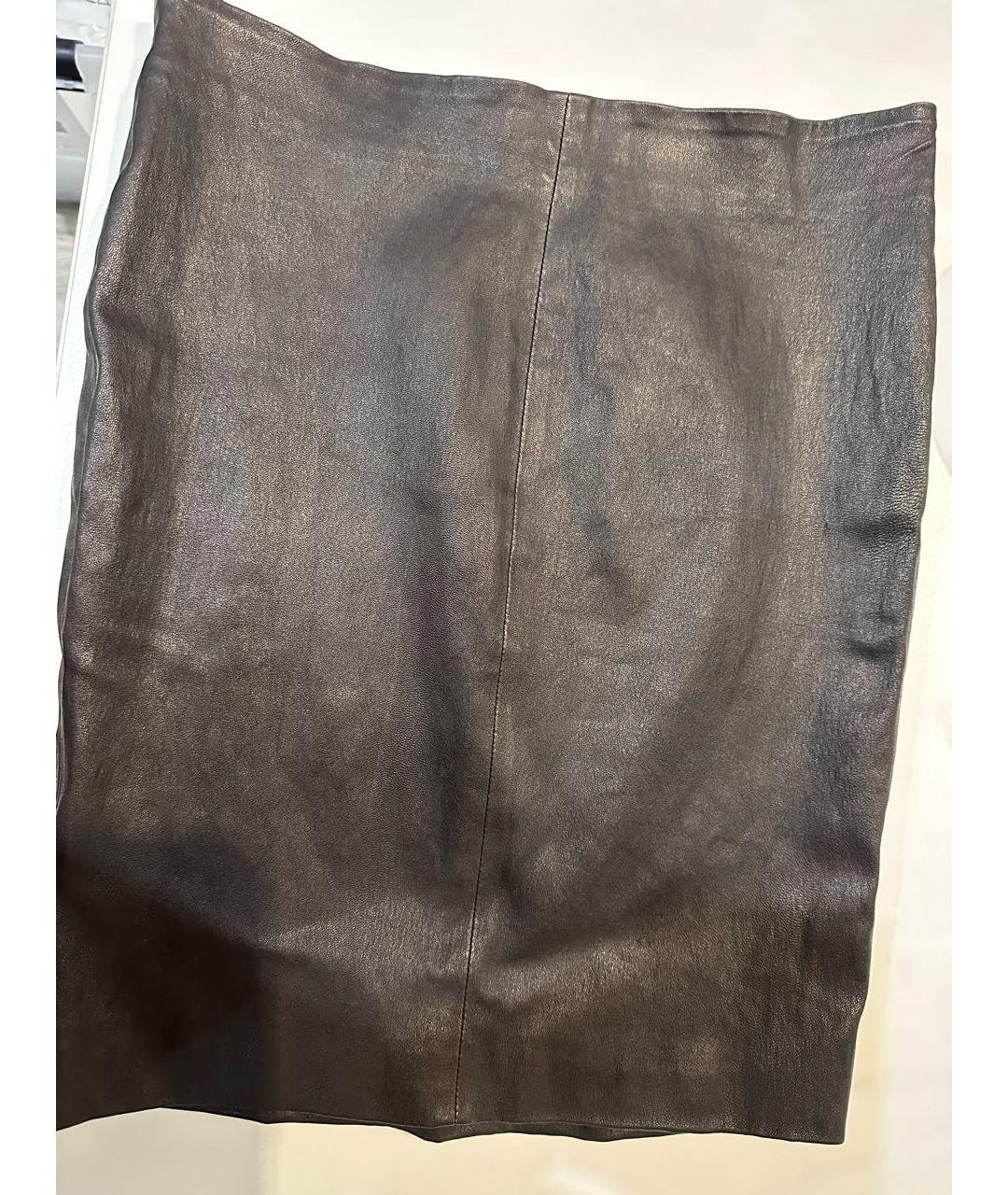 THE ROW Коричневая кожаная юбка мини, фото 2