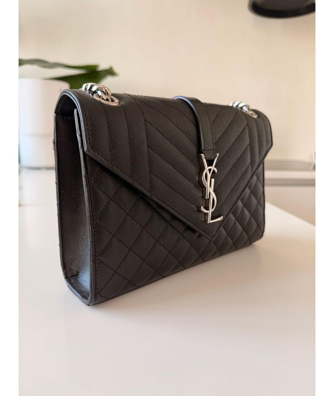 SAINT LAURENT Черная кожаная сумка через плечо, фото 2
