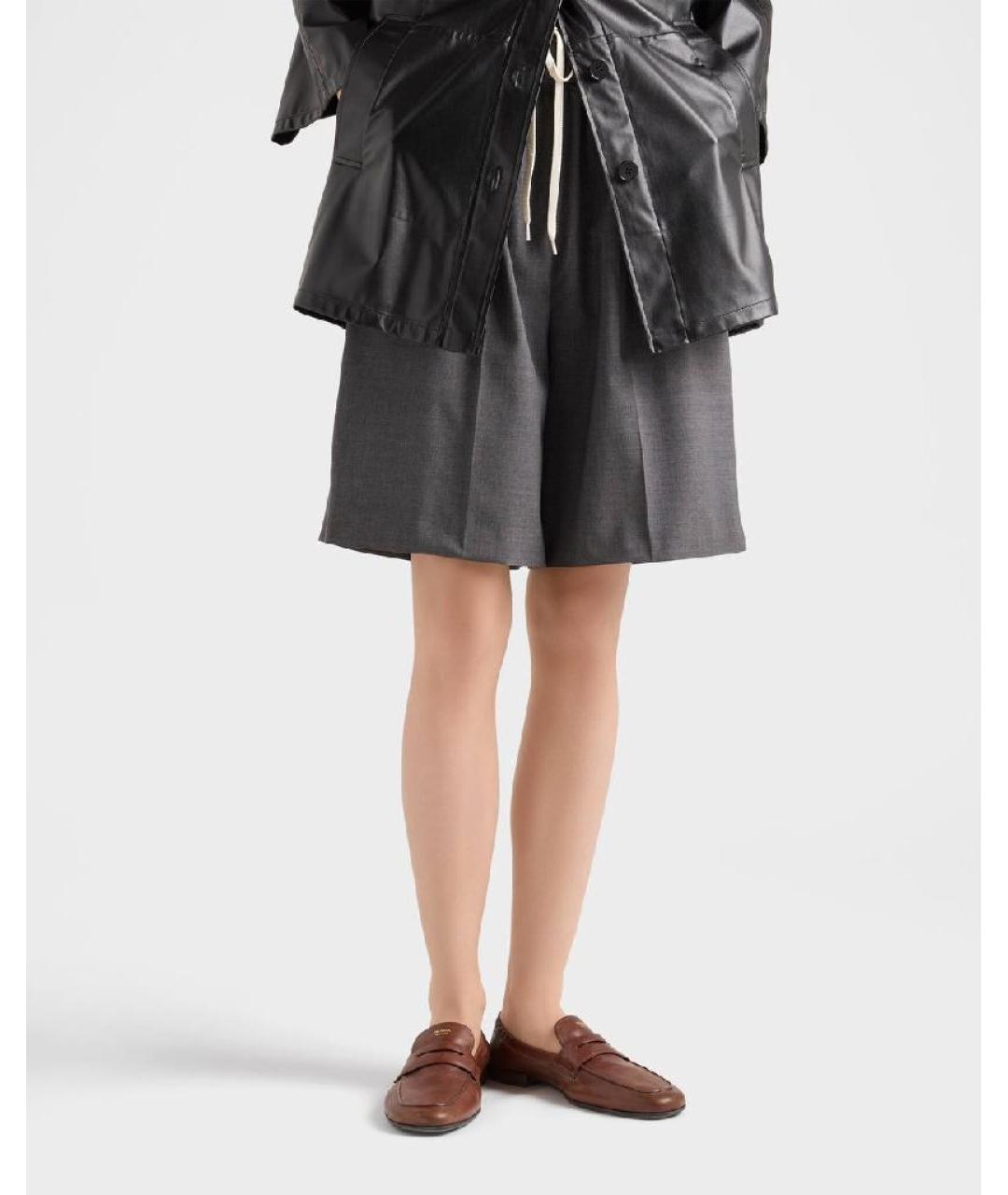 PRADA Серые шерстяные шорты, фото 4