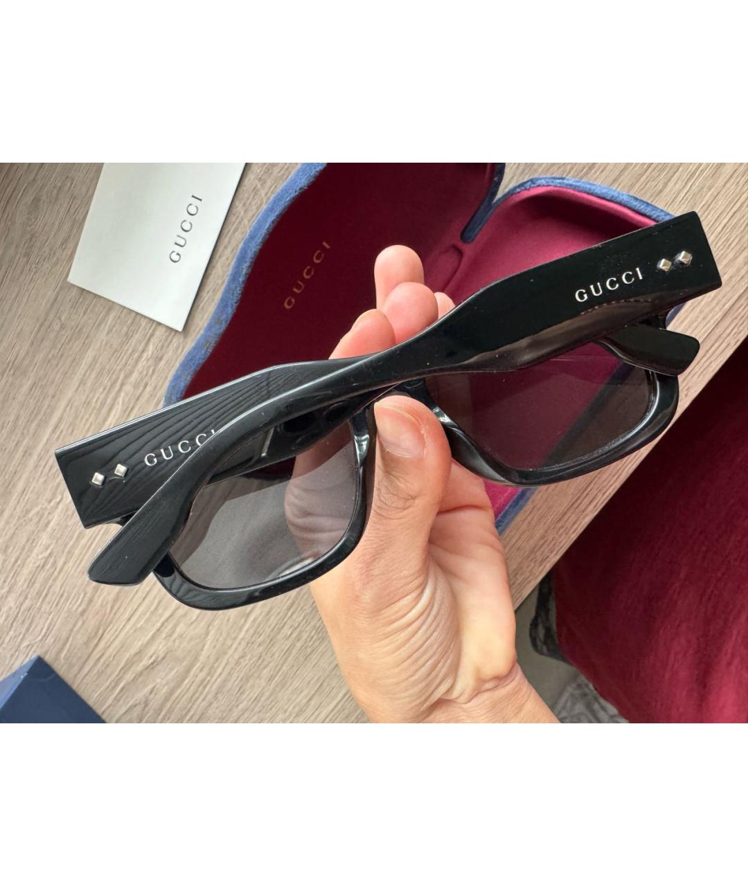 GUCCI Черные пластиковые солнцезащитные очки, фото 2