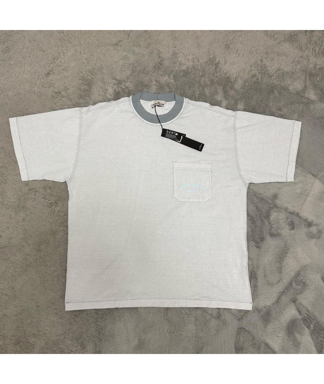 STONE ISLAND Белая хлопковая футболка, фото 5