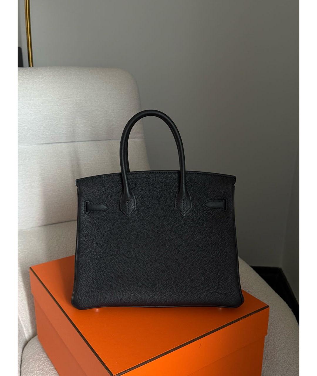 HERMES Черная кожаная сумка с короткими ручками, фото 3