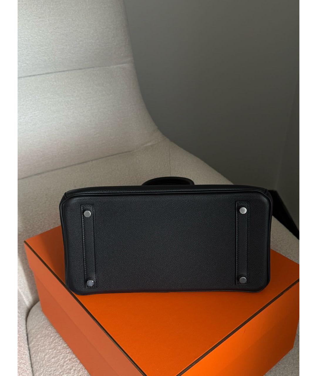 HERMES Черная кожаная сумка с короткими ручками, фото 5
