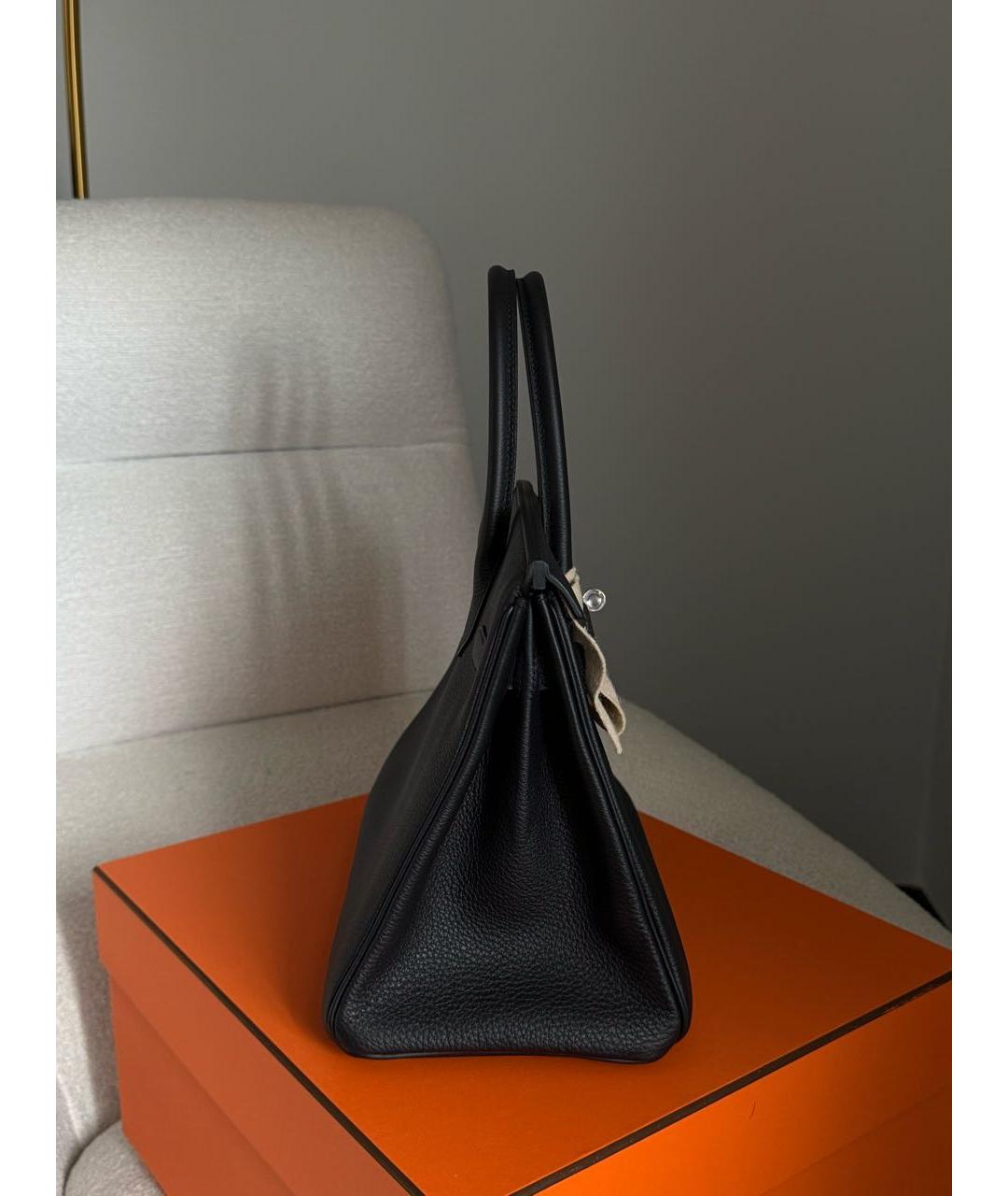 HERMES Черная кожаная сумка с короткими ручками, фото 2