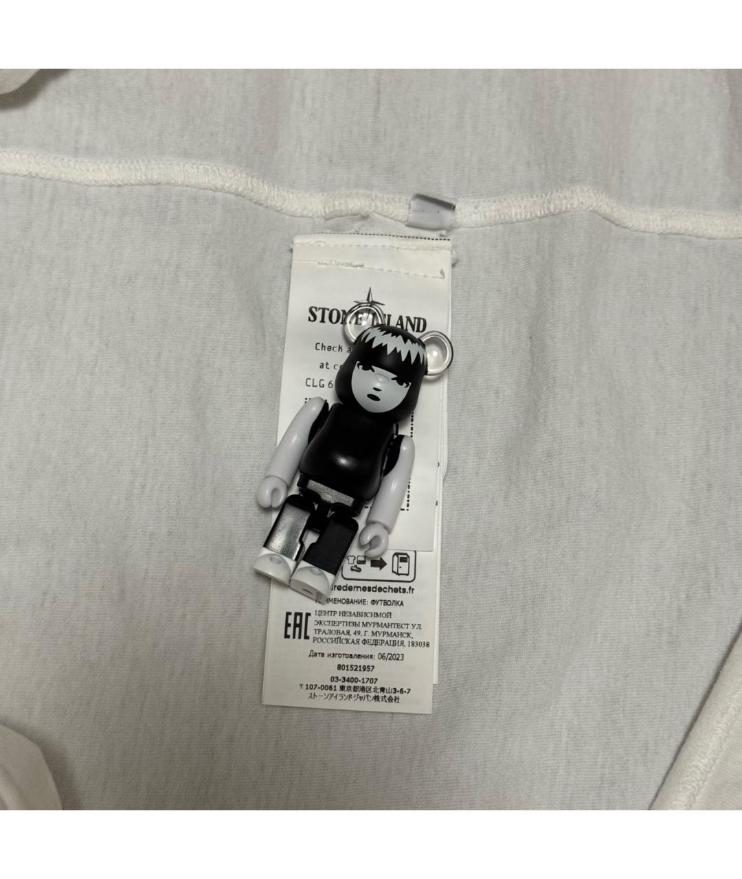 STONE ISLAND Белая хлопковая футболка, фото 4