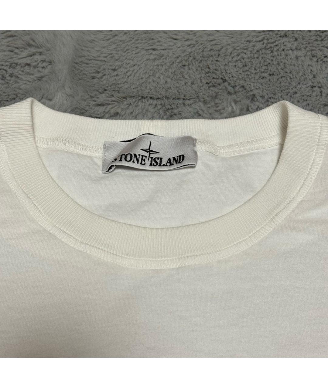 STONE ISLAND Белая хлопковая футболка, фото 3