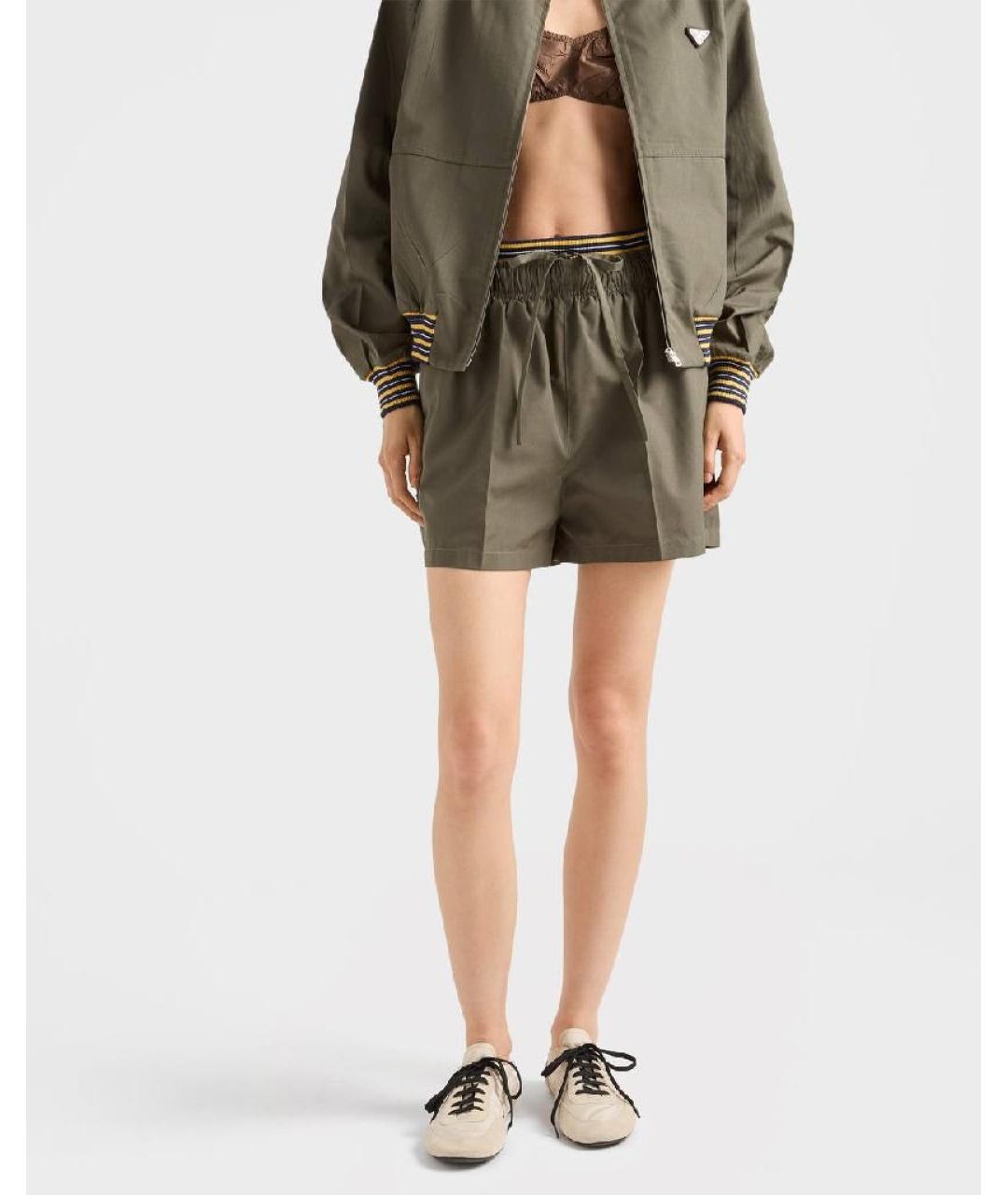 PRADA Хаки хлопковые шорты, фото 2