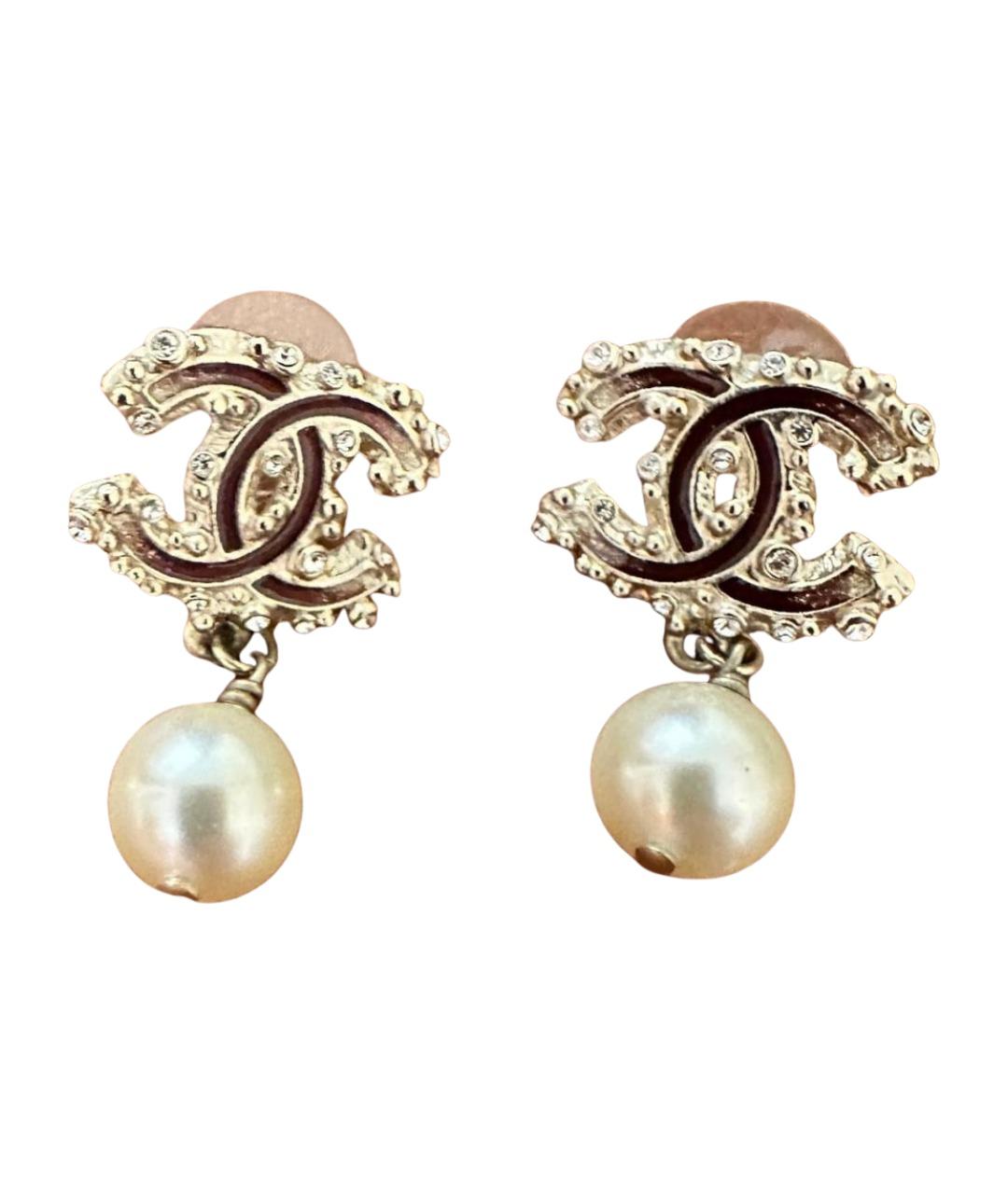 CHANEL Золотые металлические серьги, фото 1
