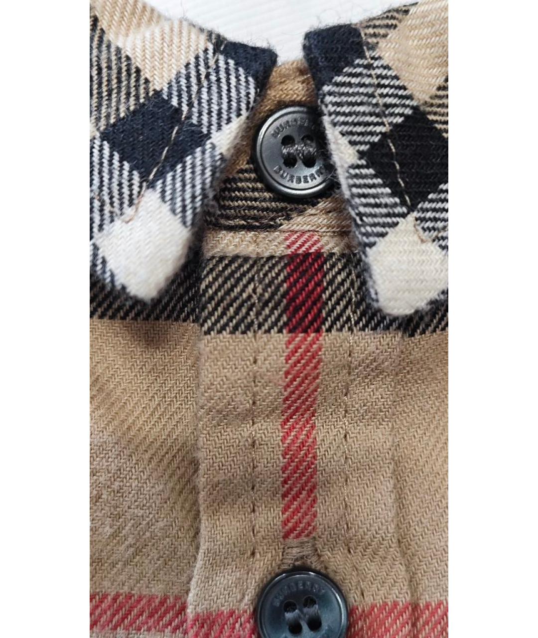 BURBERRY Бежевая хлопковая детская рубашка, фото 4