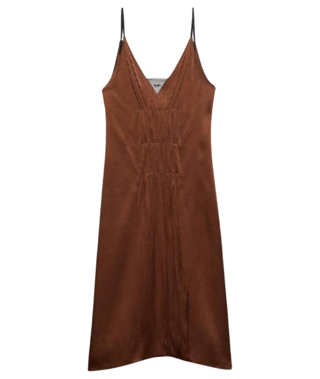 PRADA Коричневое шелковое коктейльное платье, фото 1