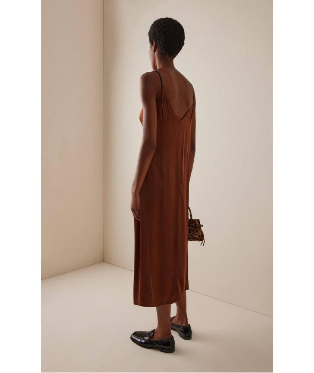 PRADA Коричневое шелковое коктейльное платье, фото 6