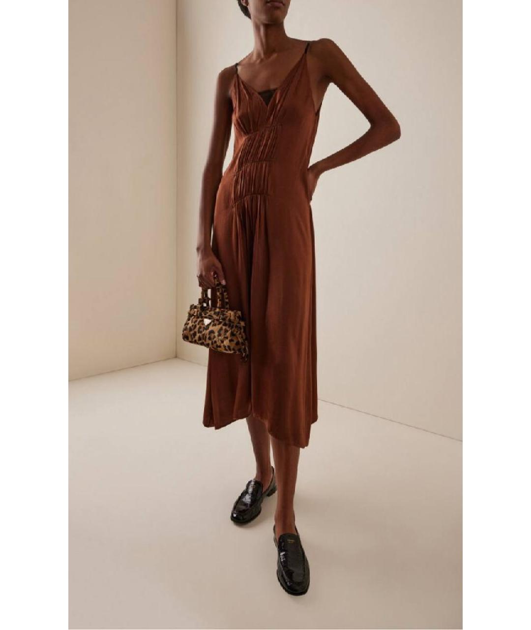 PRADA Коричневое шелковое коктейльное платье, фото 5