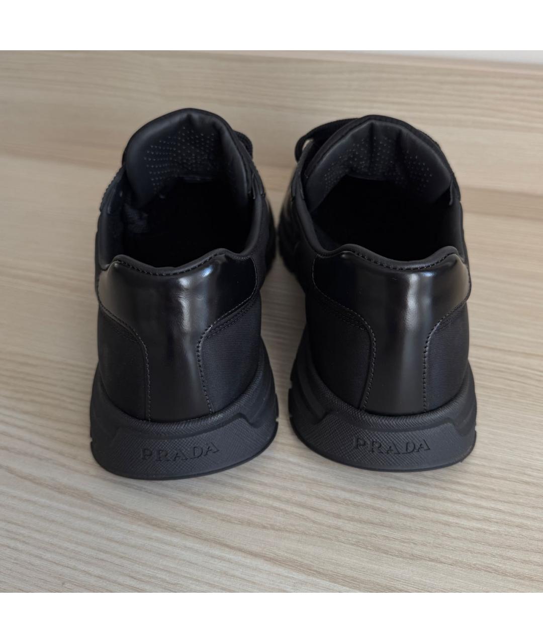 PRADA Черные синтетические низкие кроссовки / кеды, фото 4
