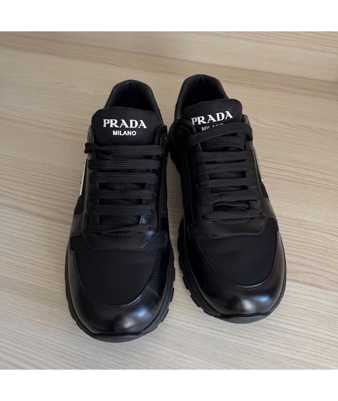 PRADA Черные синтетические низкие кроссовки / кеды, фото 2