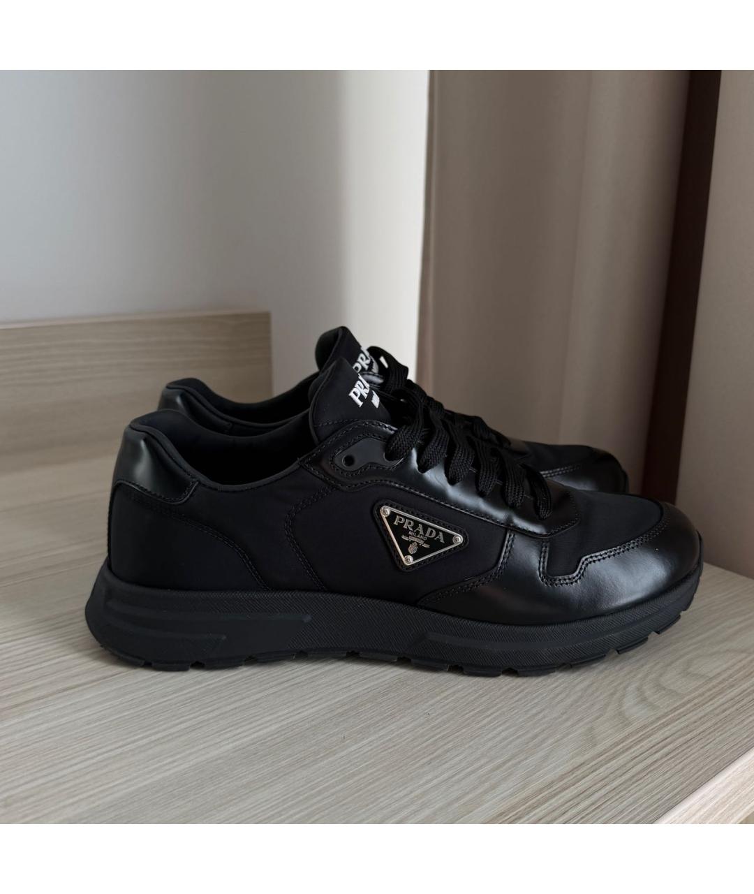 PRADA Черные синтетические низкие кроссовки / кеды, фото 6