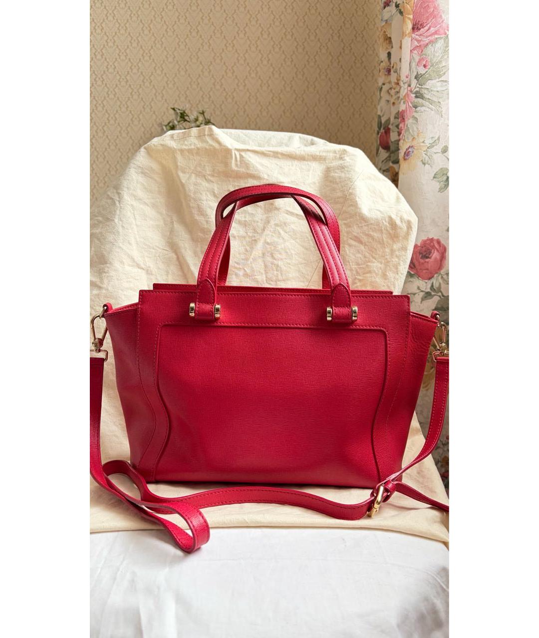 FURLA Красная кожаная сумка с короткими ручками, фото 3