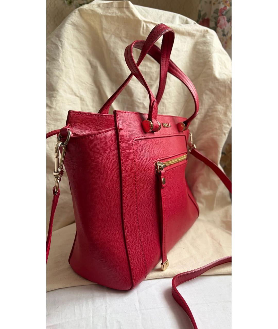 FURLA Красная кожаная сумка с короткими ручками, фото 2